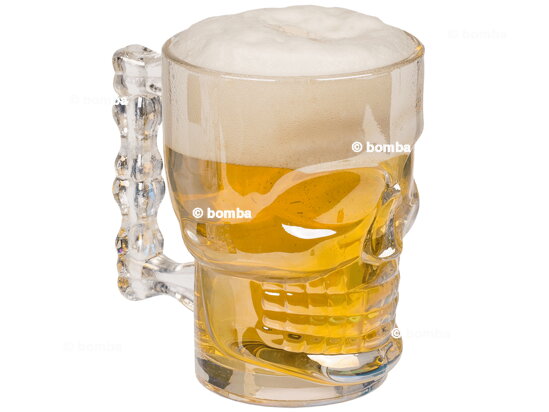 Sklenený pohár na pivo Lebka